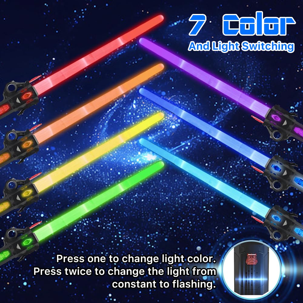Genqiang Light Up Sword – 7-Color Flashing Dueling Sabers with Retractable Blade | Kids Toy & Costume Prop
