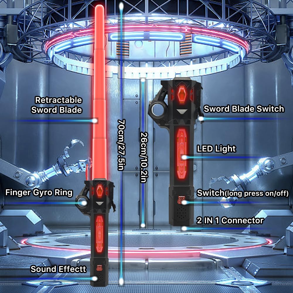 Genqiang Light Up Sword – 7-Color Flashing Dueling Sabers with Retractable Blade | Kids Toy & Costume Prop