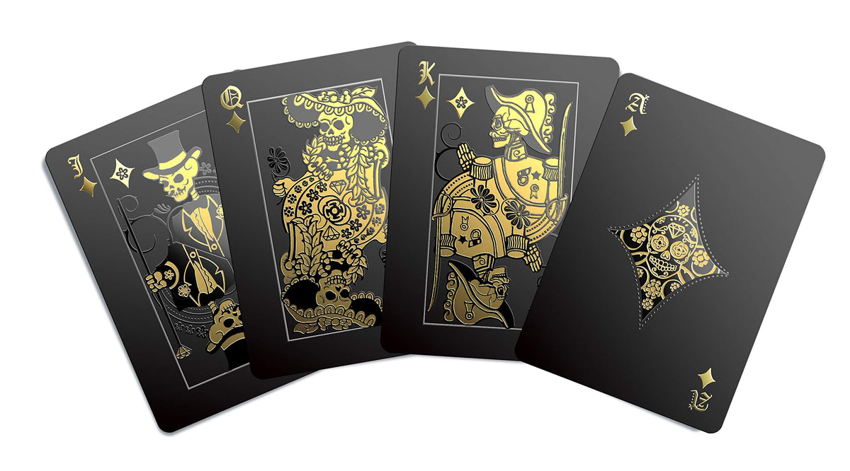 Gent Supply Co. Day of the Dead Black Waterproof Playing Cards – Gold, Silver & Black Edition