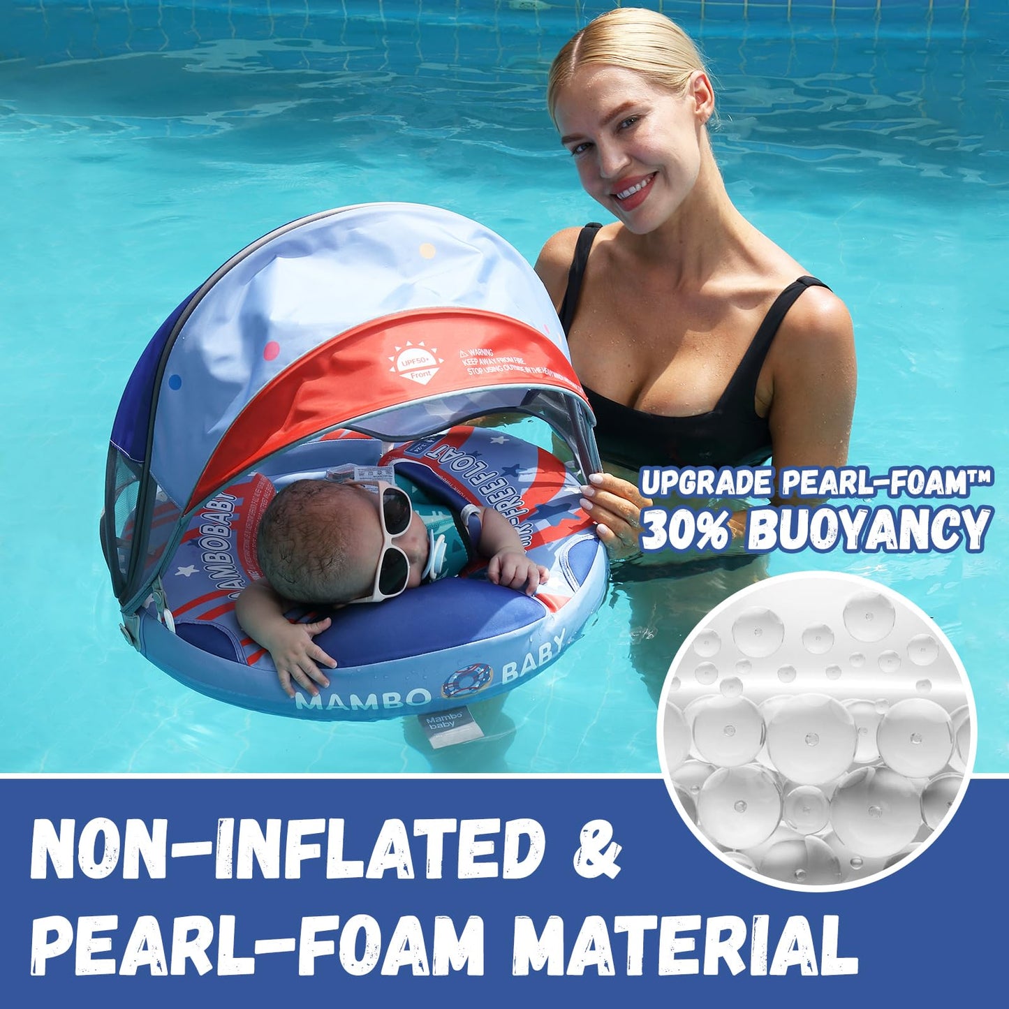 GENTEACO Mambo Baby Pool Float with Removable Canopy — 3-24 Months