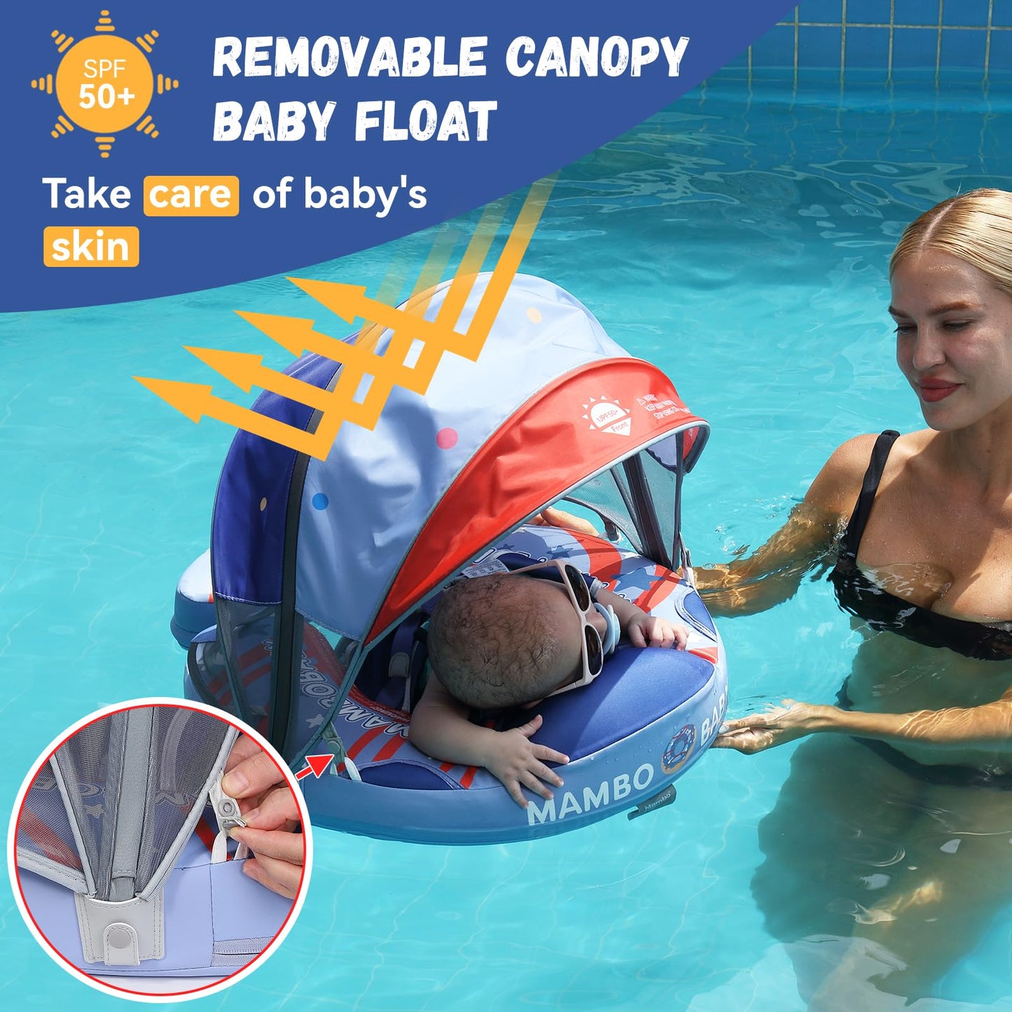 GENTEACO Mambo Baby Pool Float with Removable Canopy — 3-24 Months