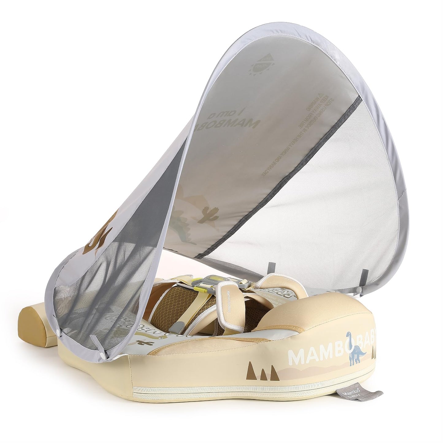 GENTEACO Mambobaby Baby Pool Float with Removable Canopy | 3-24 Months | Beige