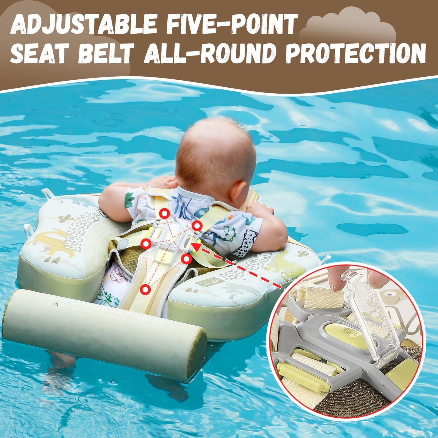 GENTEACO Mambobaby Baby Pool Float with Removable Canopy | 3-24 Months | Beige