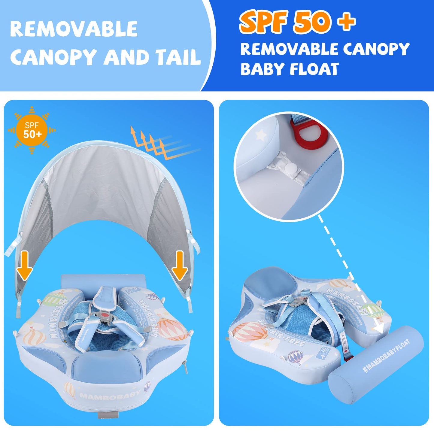 GENTEACO Mambobaby Baby Swim Float with Canopy – Non-Inflatable 3-24 Months