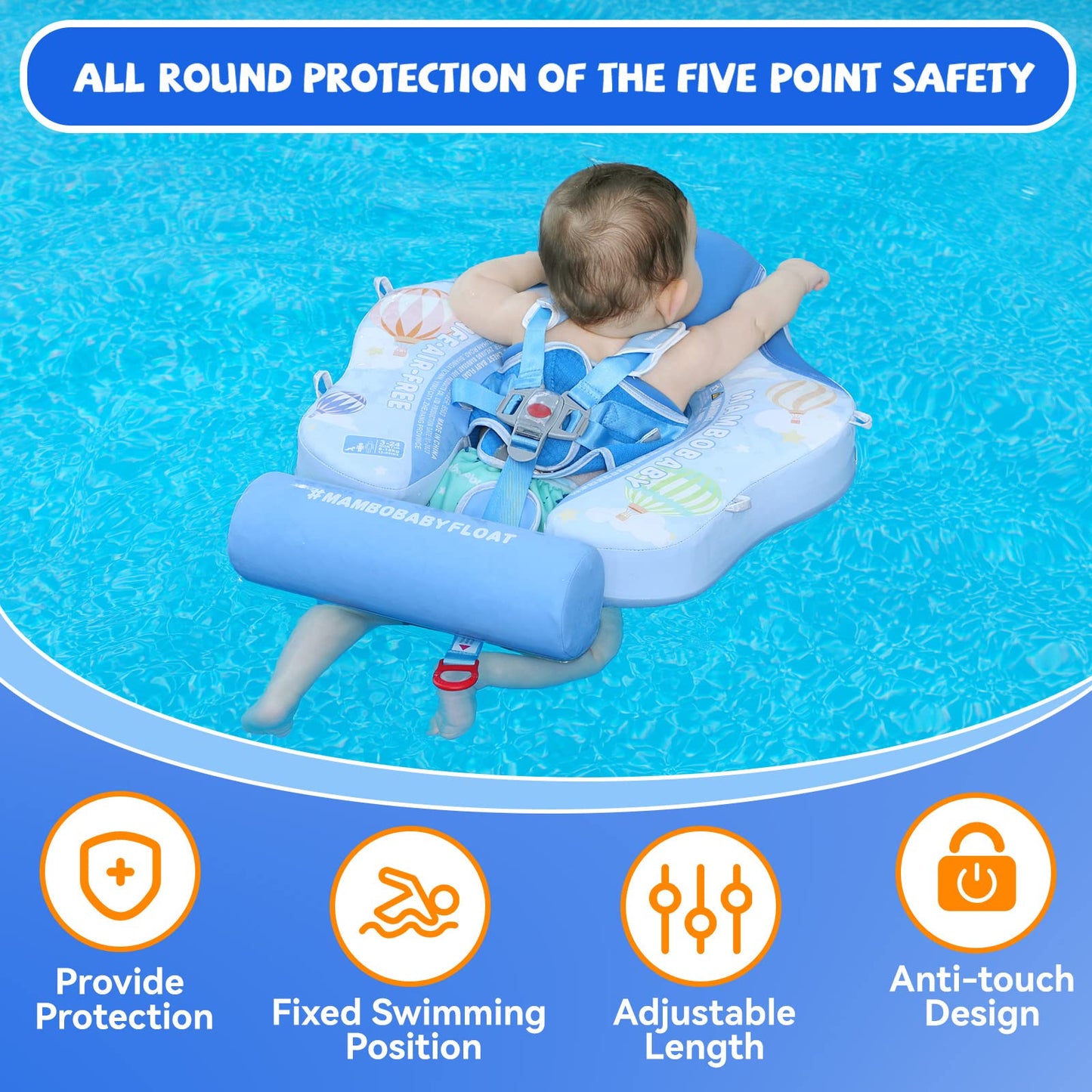GENTEACO Mambobaby Baby Swim Float with Canopy – Non-Inflatable 3-24 Months
