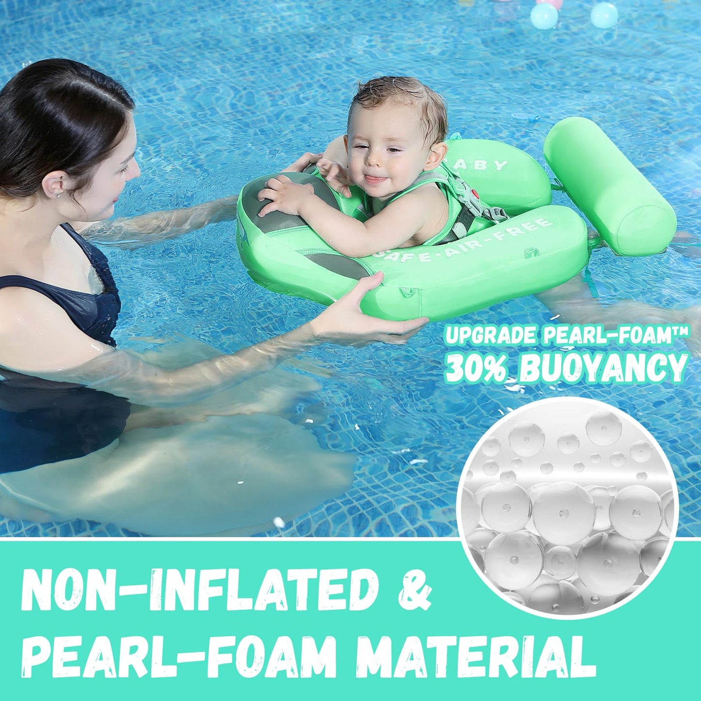 GENTEACO Mambobaby Baby Pool Float with Removable Canopy | Non-Inflatable Swim Trainer (3–24M)