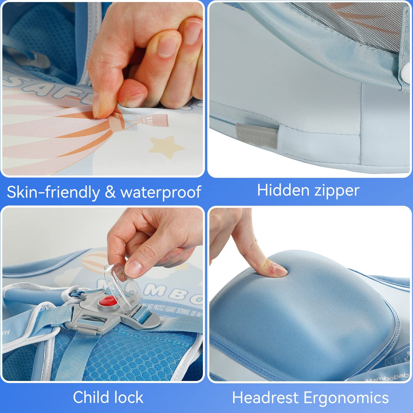 GENTEACO Mambobaby Baby Swim Float with Canopy – Non-Inflatable 3-24 Months