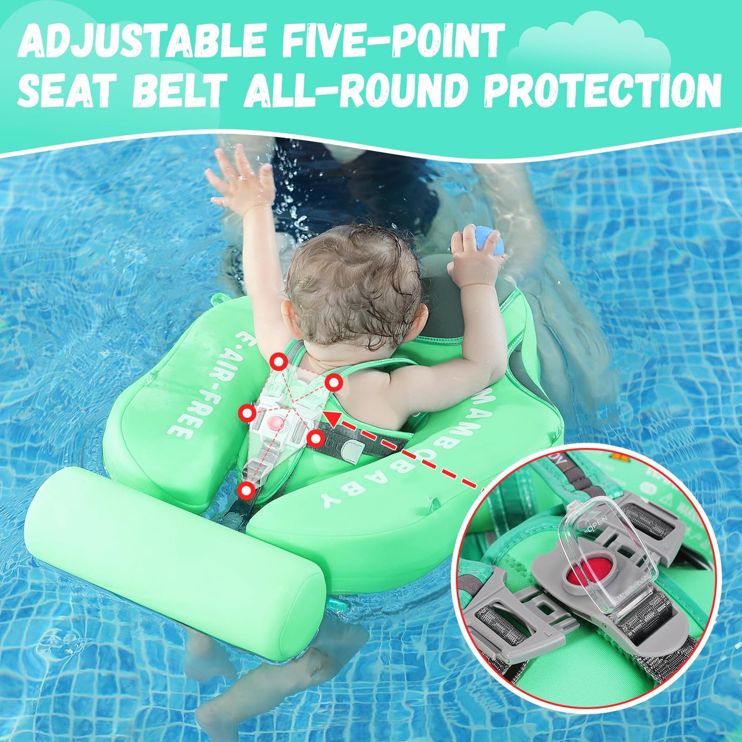 GENTEACO Mambobaby Baby Pool Float with Removable Canopy | Non-Inflatable Swim Trainer (3–24M)