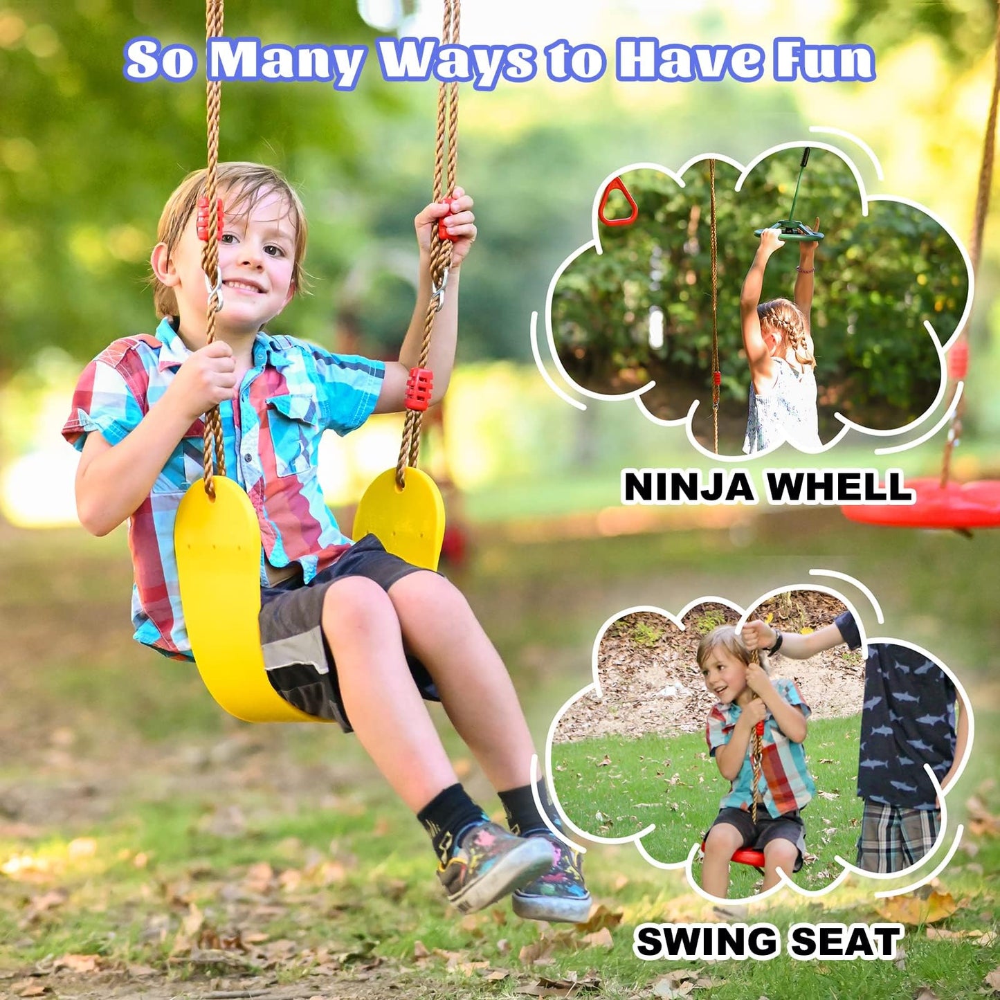 Gentle Booms Ninja Warrior Obstacle Course for Kids Backyard — 2×65 ft Slack Lines, 13 Accessories