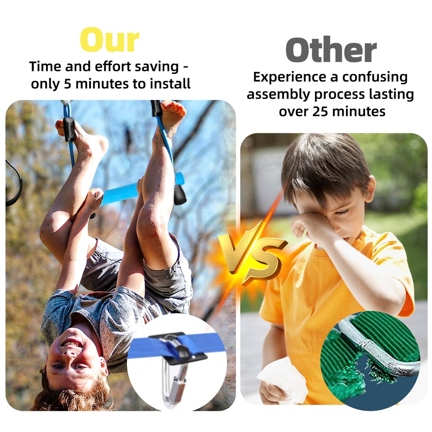 Gentle Booms Sports Ninja Warrior Obstacle Course for Kids | 2×56ft Slackline Kit with 8 Accessories