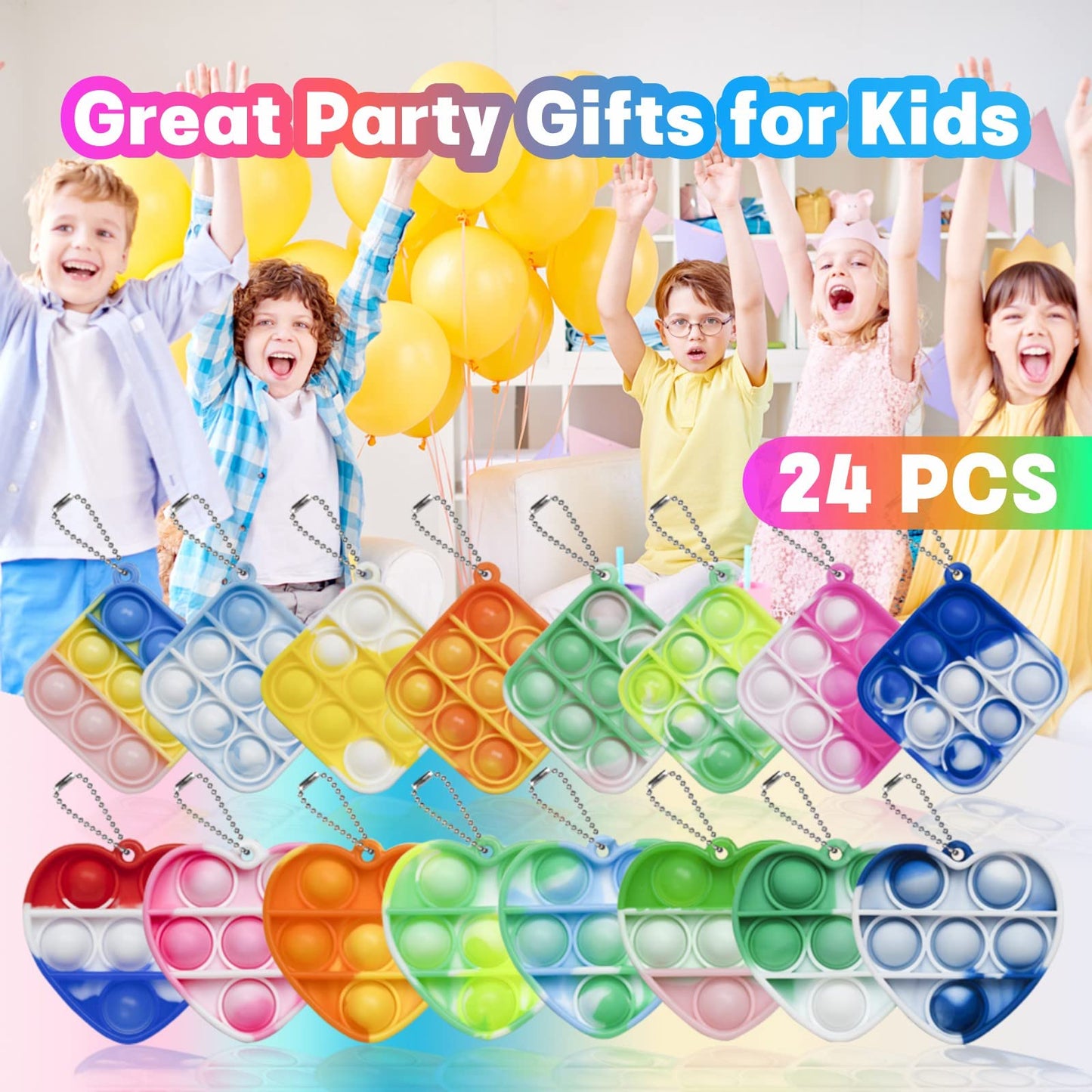 Genuvi Pop Fidget Toys Bulk 24 Pack – Easter Egg Fillers & Party Favors