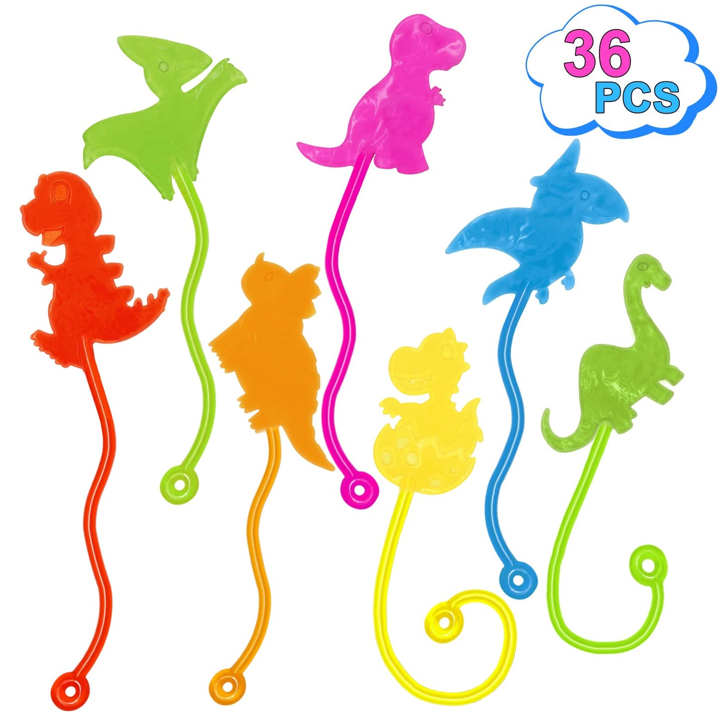 Genuvi Dinosaur Sticky Hands Bulk 36 Pcs – Party Favors, Fidget Toys, Classroom Prizes
