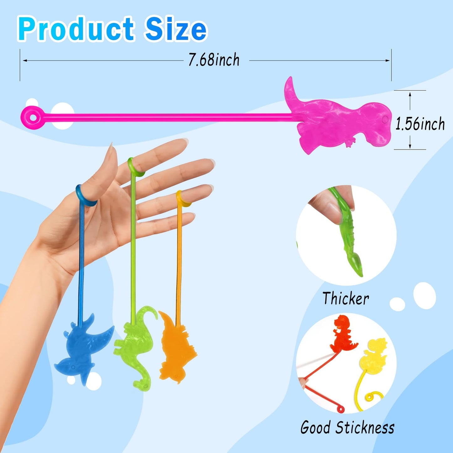 Genuvi Dinosaur Sticky Hands Bulk 36 Pcs – Party Favors, Fidget Toys, Classroom Prizes