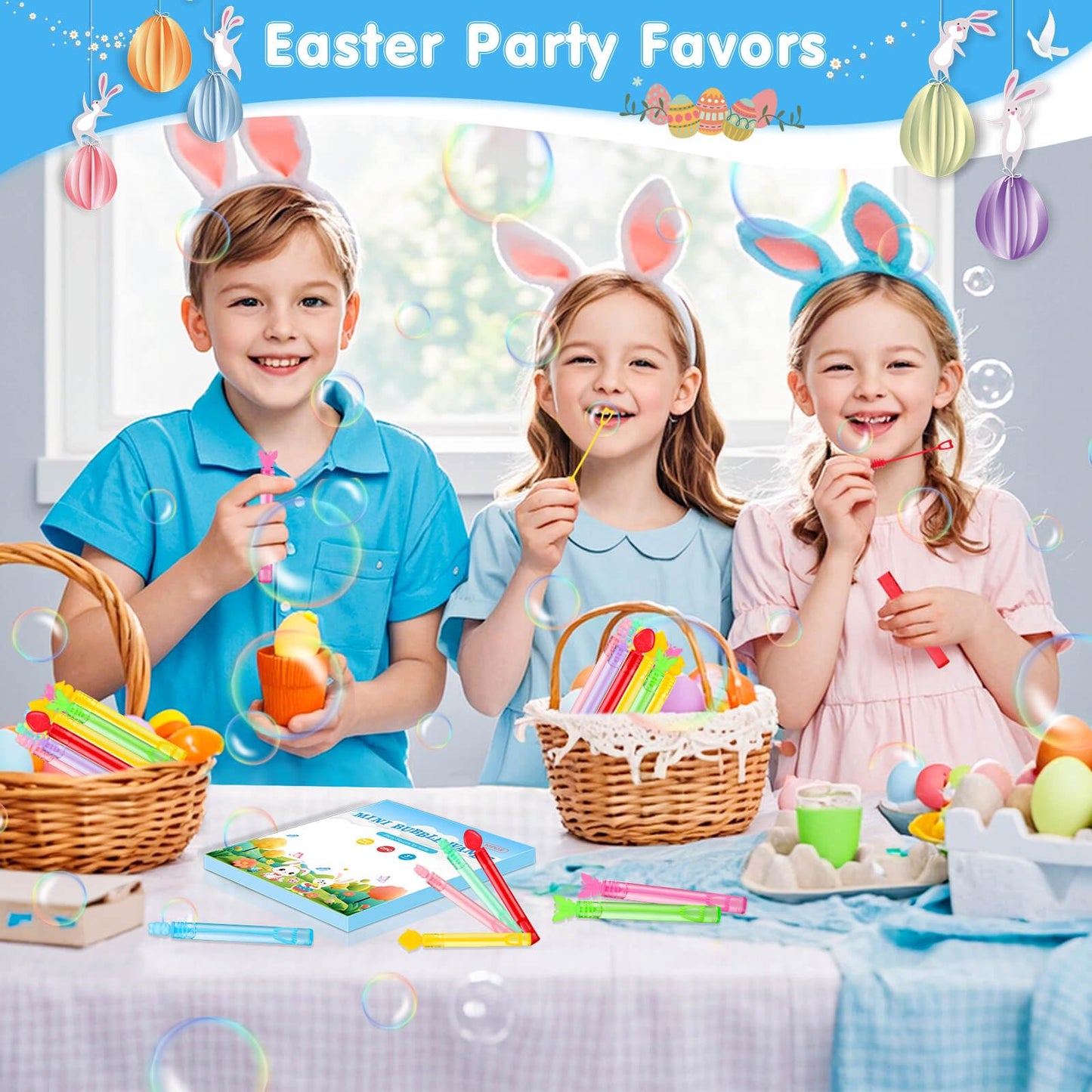 Genuvi Easter Mini Bubble Wands – 30 Pack Party Favors & Classroom Prizes