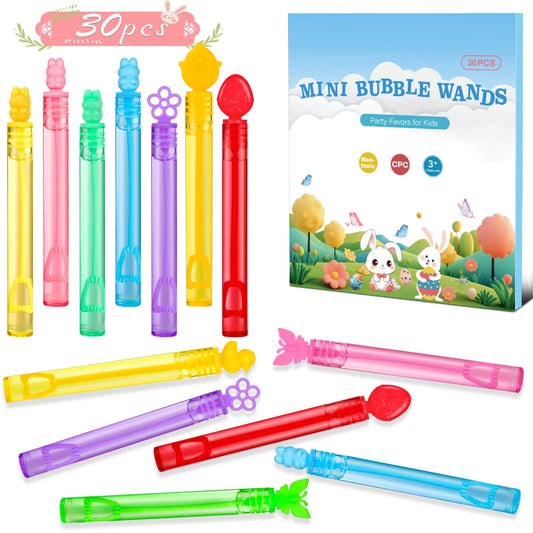 Genuvi Easter Mini Bubble Wands – 30 Pack Party Favors & Classroom Prizes