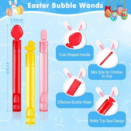 Genuvi Easter Mini Bubble Wands – 30 Pack Party Favors & Classroom Prizes