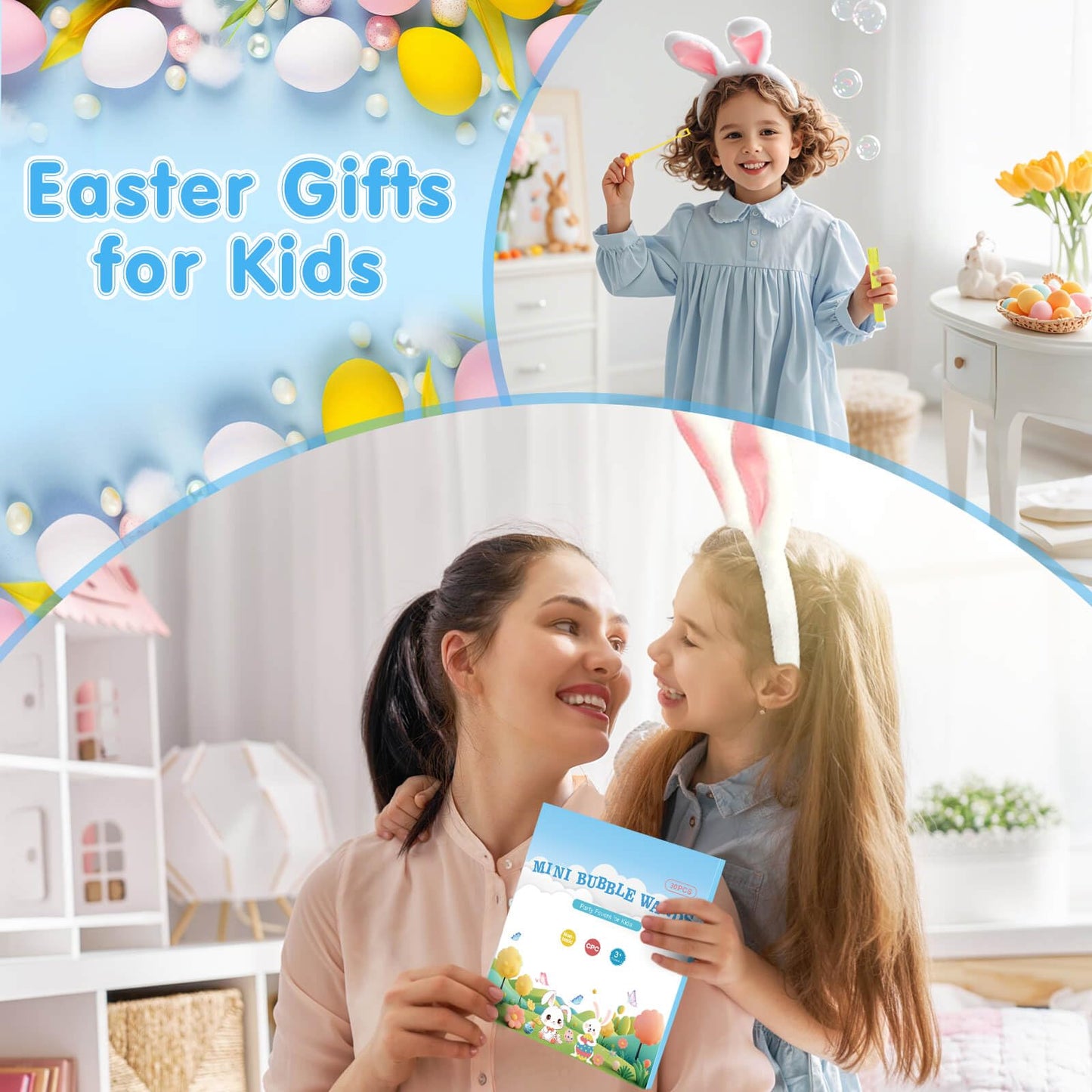 Genuvi Easter Mini Bubble Wands – 30 Pack Party Favors & Classroom Prizes