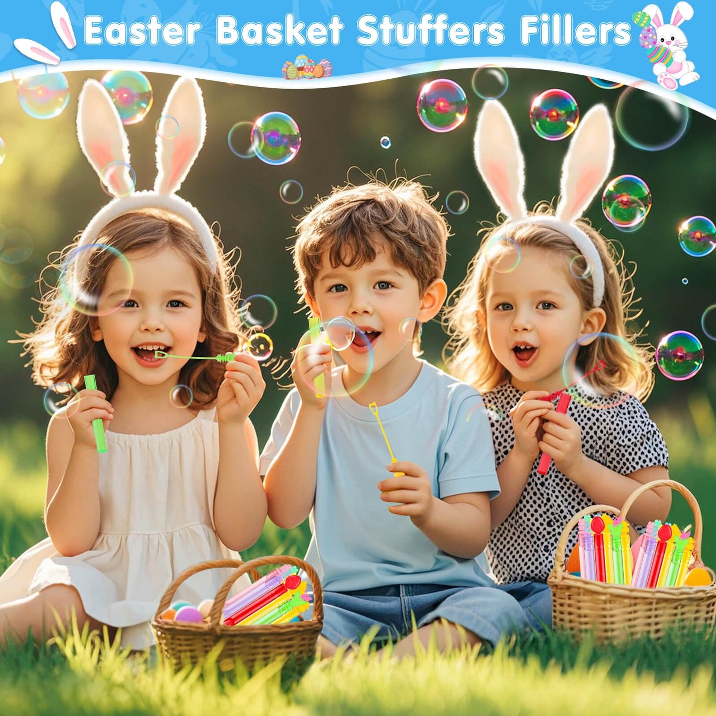 Genuvi Easter Mini Bubble Wands – 30 Pack Party Favors & Classroom Prizes