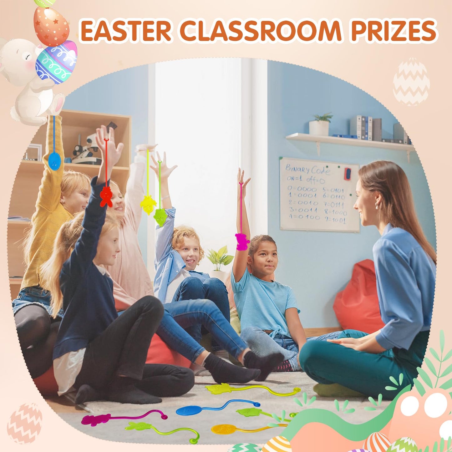 Genuvi Easter Sticky Hands Bulk Pack – 42 Pcs Party Favors for Kids