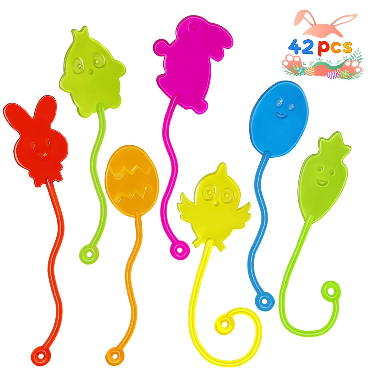 Genuvi Easter Sticky Hands Bulk Pack – 42 Pcs Party Favors for Kids