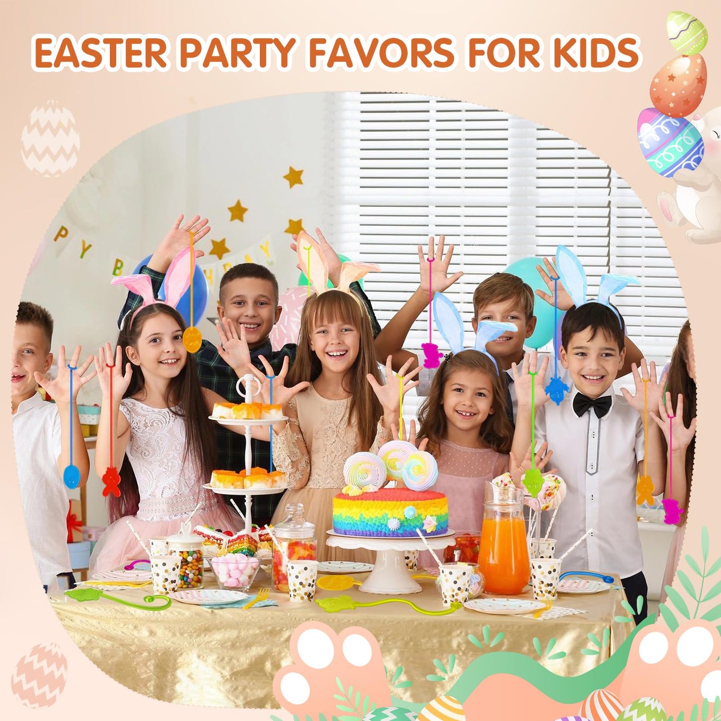 Genuvi Easter Sticky Hands Bulk Pack – 42 Pcs Party Favors for Kids