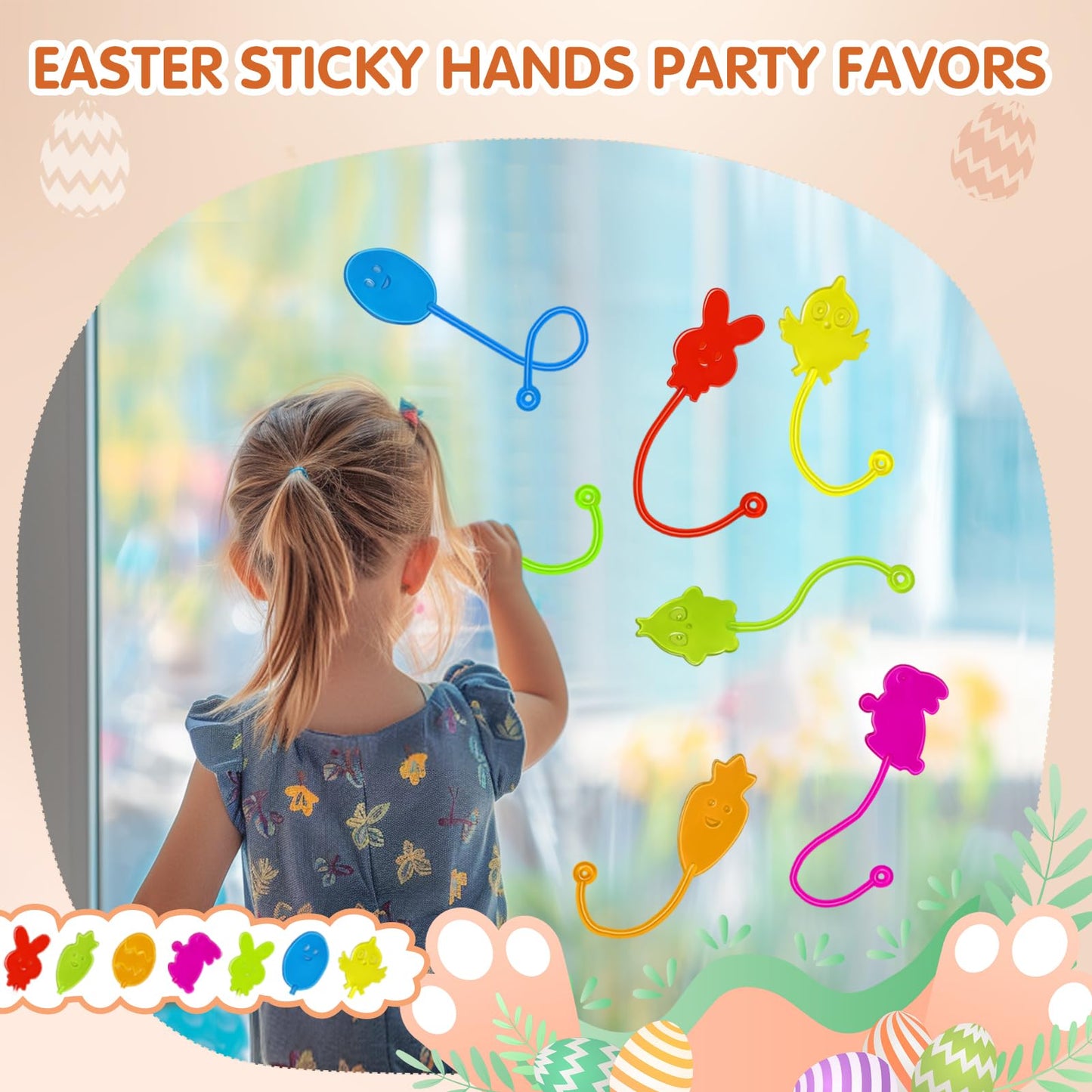 Genuvi Easter Sticky Hands Bulk Pack – 42 Pcs Party Favors for Kids