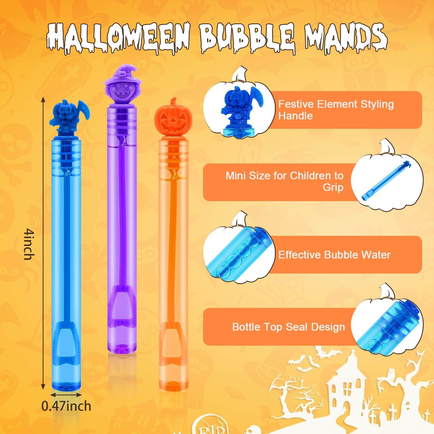 Genuvi Halloween Bubble Wands – 30 Count Party Favors & Goodie Bag Fillers