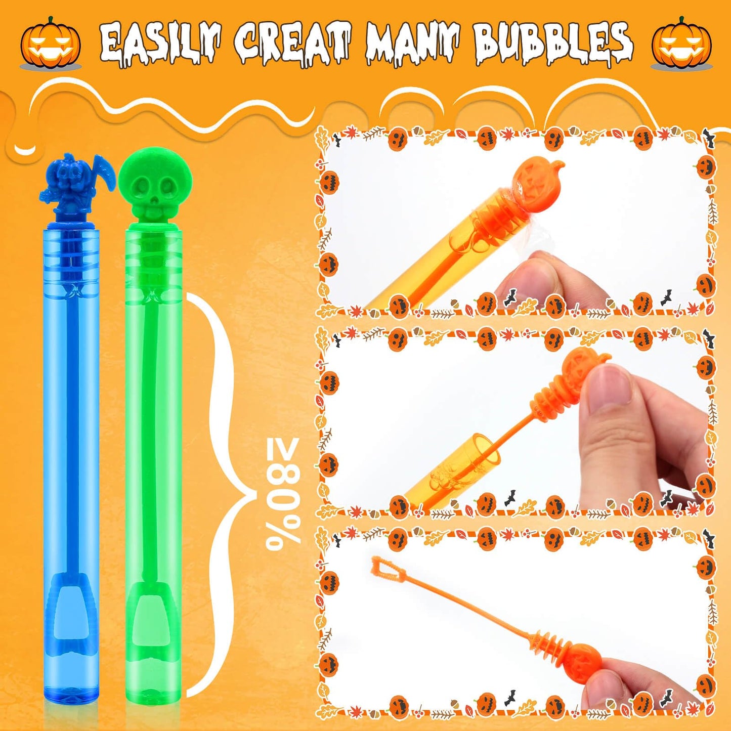 Genuvi Halloween Bubble Wands – 30 Count Party Favors & Goodie Bag Fillers