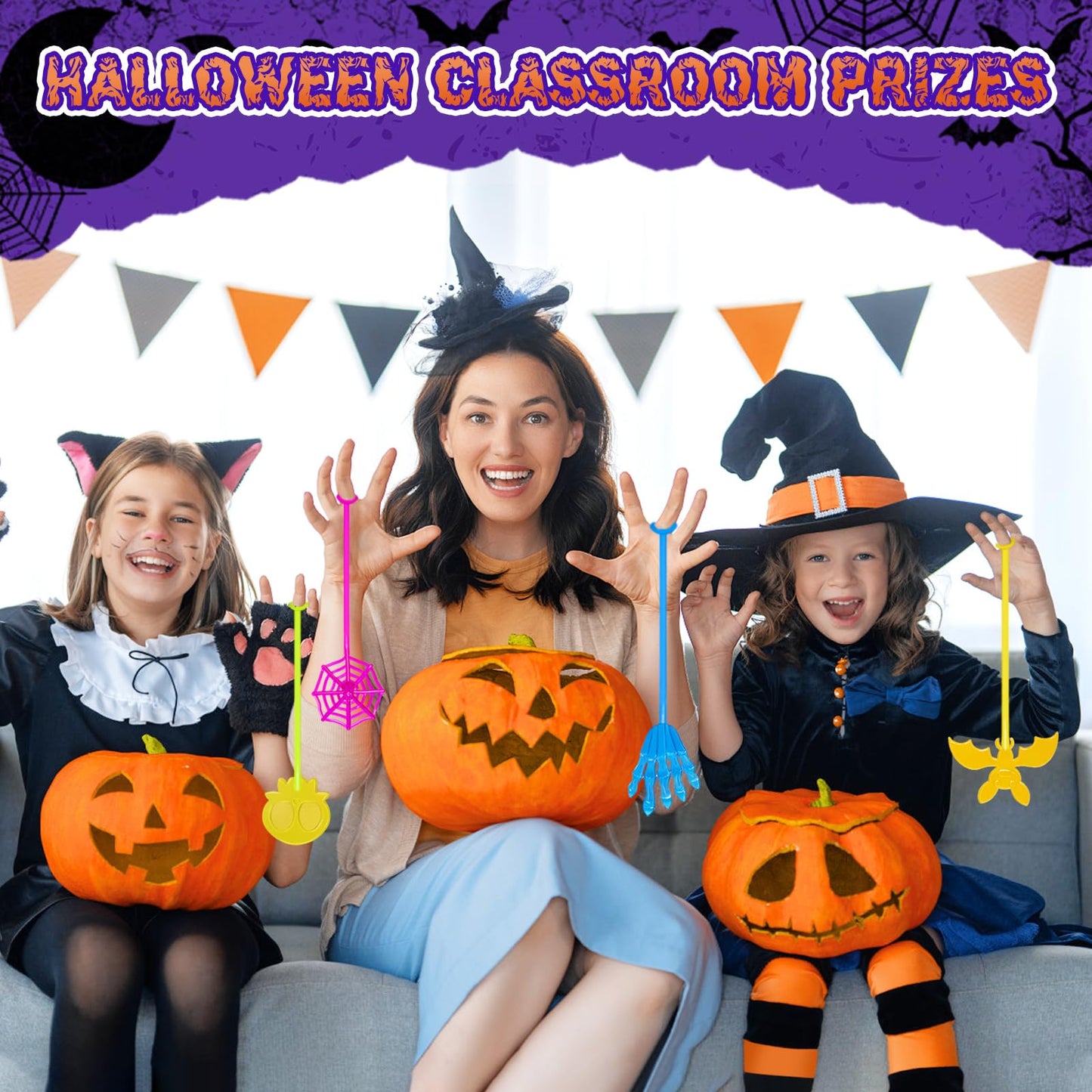 Genuvi Halloween Sticky Hands Bulk – 42Pcs Party Favors for Kids