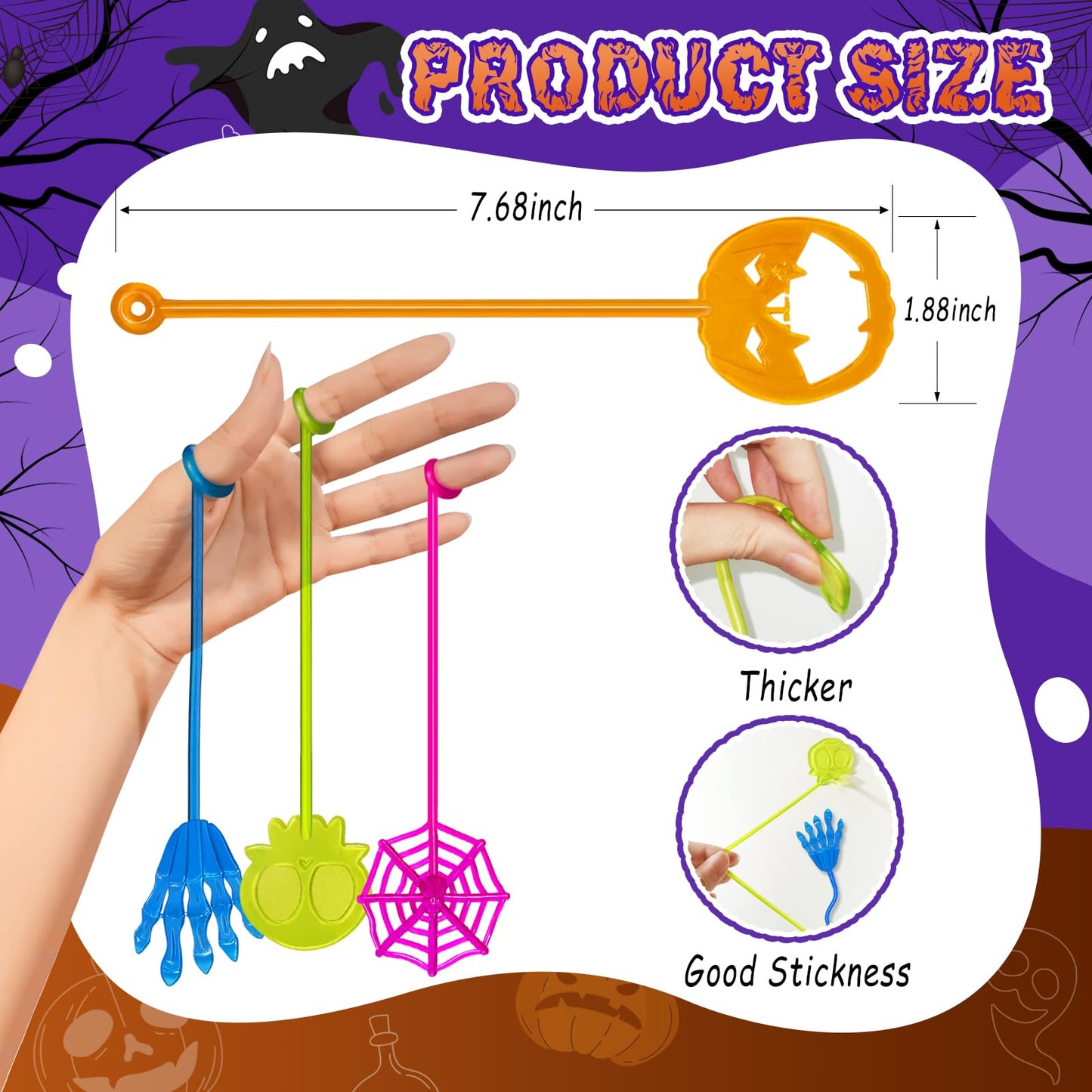 Genuvi Halloween Sticky Hands Bulk – 42Pcs Party Favors for Kids