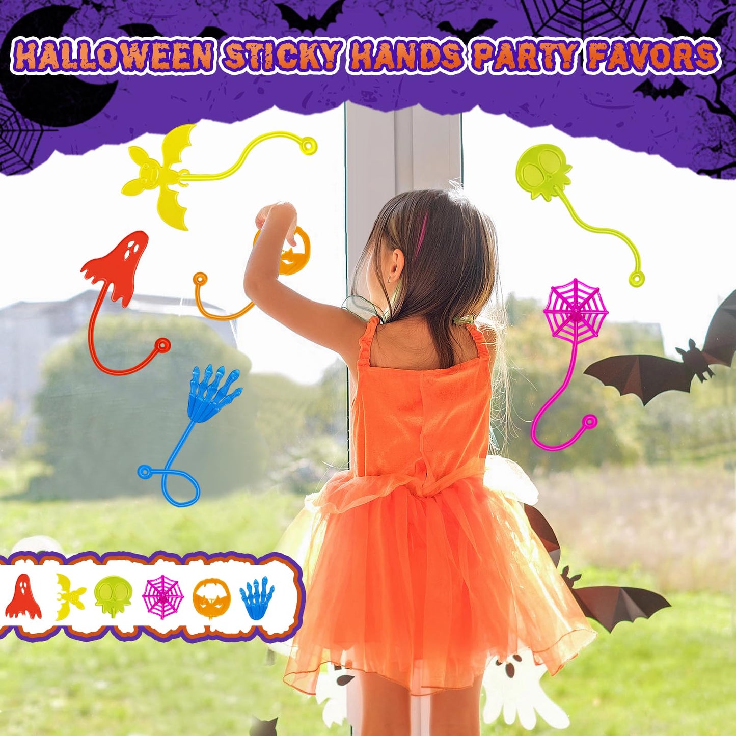 Genuvi Halloween Sticky Hands Bulk – 42Pcs Party Favors for Kids