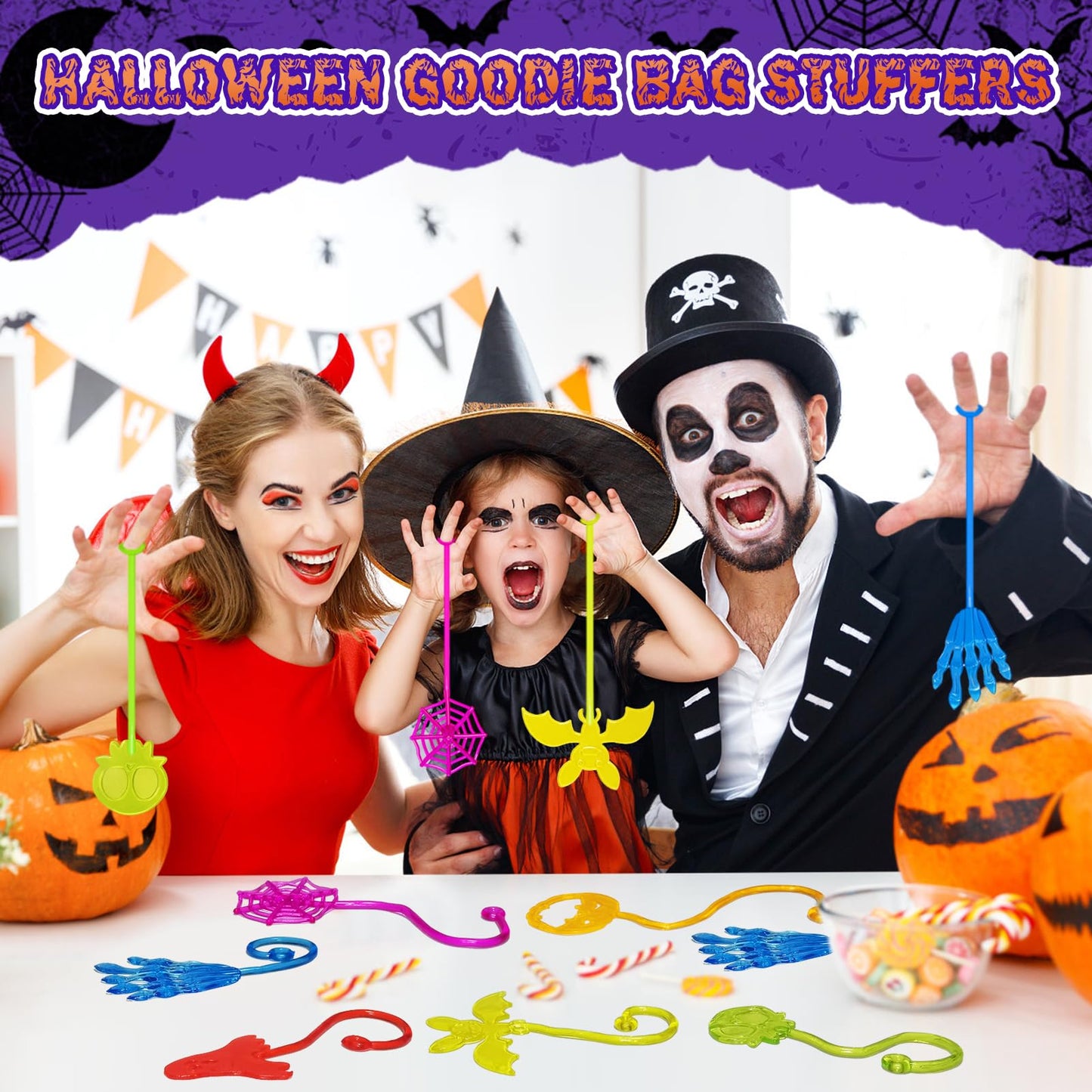 Genuvi Halloween Sticky Hands Bulk – 42Pcs Party Favors for Kids