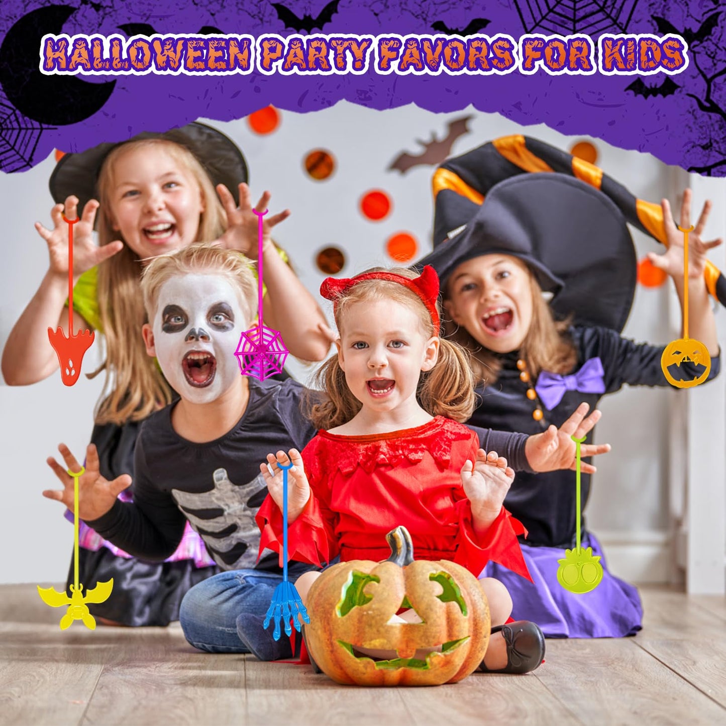 Genuvi Halloween Sticky Hands Bulk – 42Pcs Party Favors for Kids