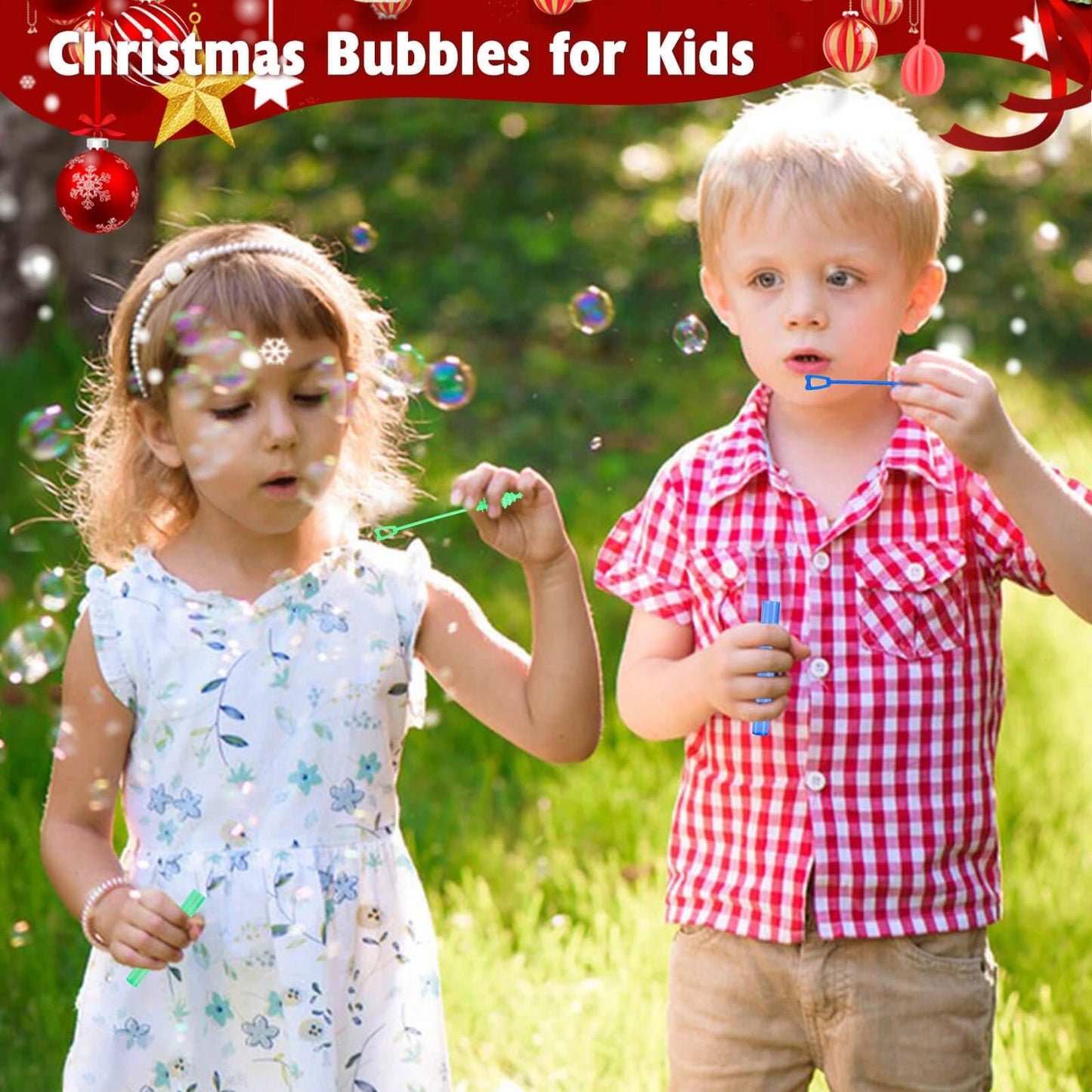 Genuvi Christmas Mini Bubble Wands – 30-Pack Party Favors for Kids