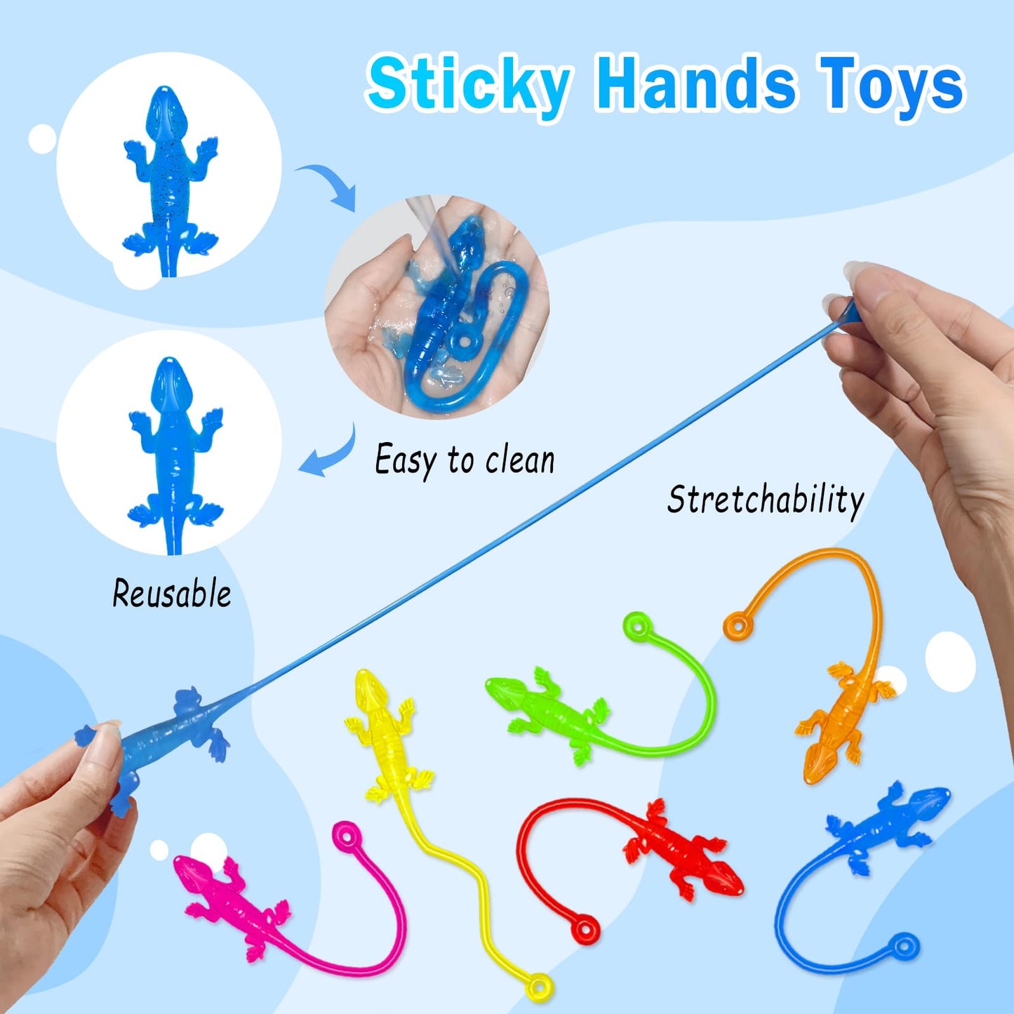 Genuvi Sticky Hands Bulk 36Pcs – Lizard Shape Fidget Toys for Parties & Classroom Prizes