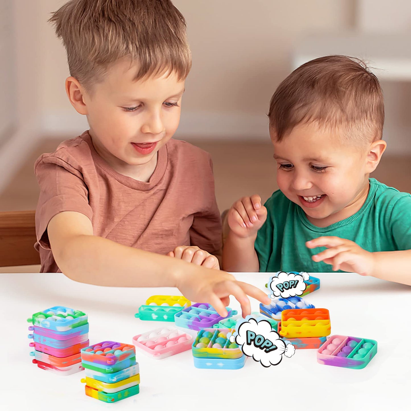 Genuvi Pop Fidget Toys Bulk – 30 Pack Mini Keychains for Kids 4-12 | Party Favors & Easter Basket Stuffers