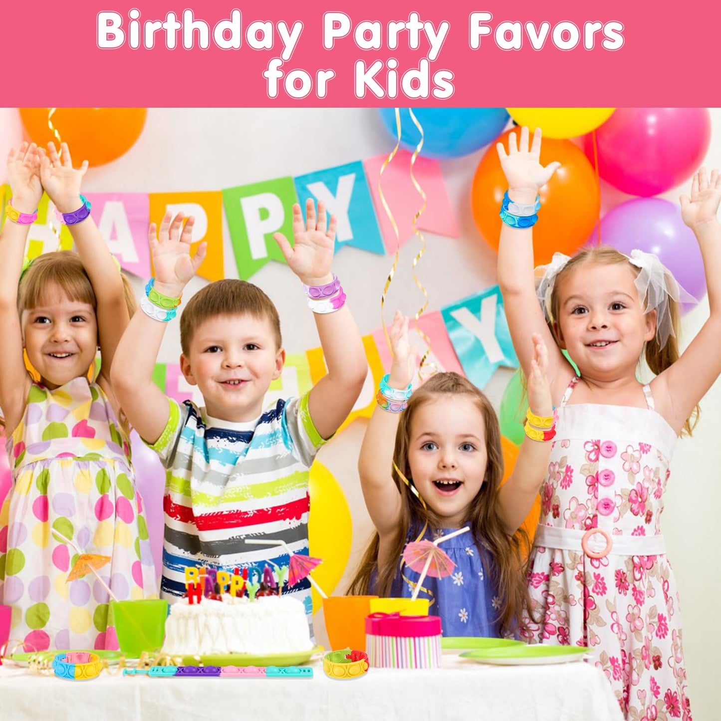 Genuvi Pop Bracelets Fidget Toys Bulk — 24 Bear Bubble Bracelets for Kids Parties & Classroom Prizes