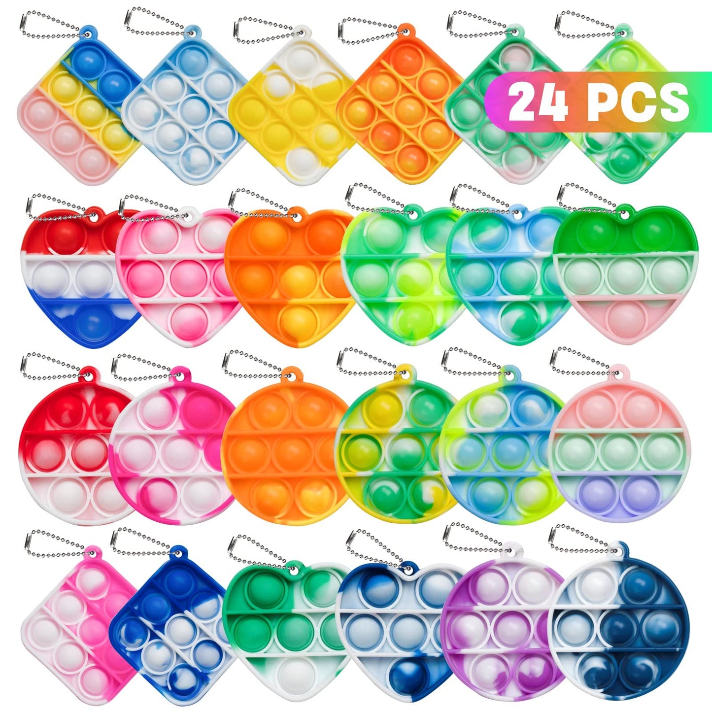 Genuvi Pop Fidget Toys Bulk 24 Pack – Easter Egg Fillers & Party Favors