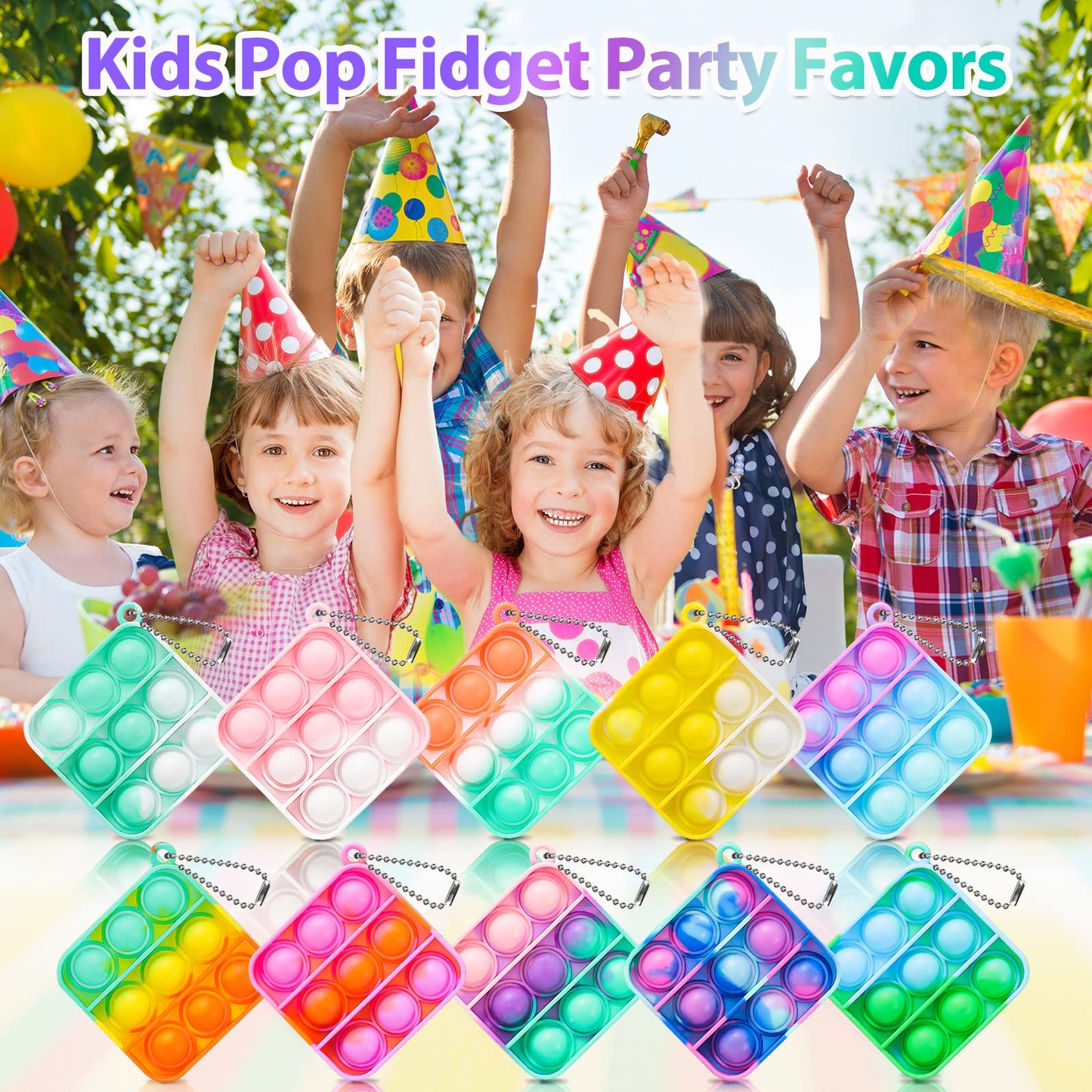 Genuvi Pop Fidget Toys Bulk – 30 Pack Mini Keychains for Kids 4-12 | Party Favors & Easter Basket Stuffers