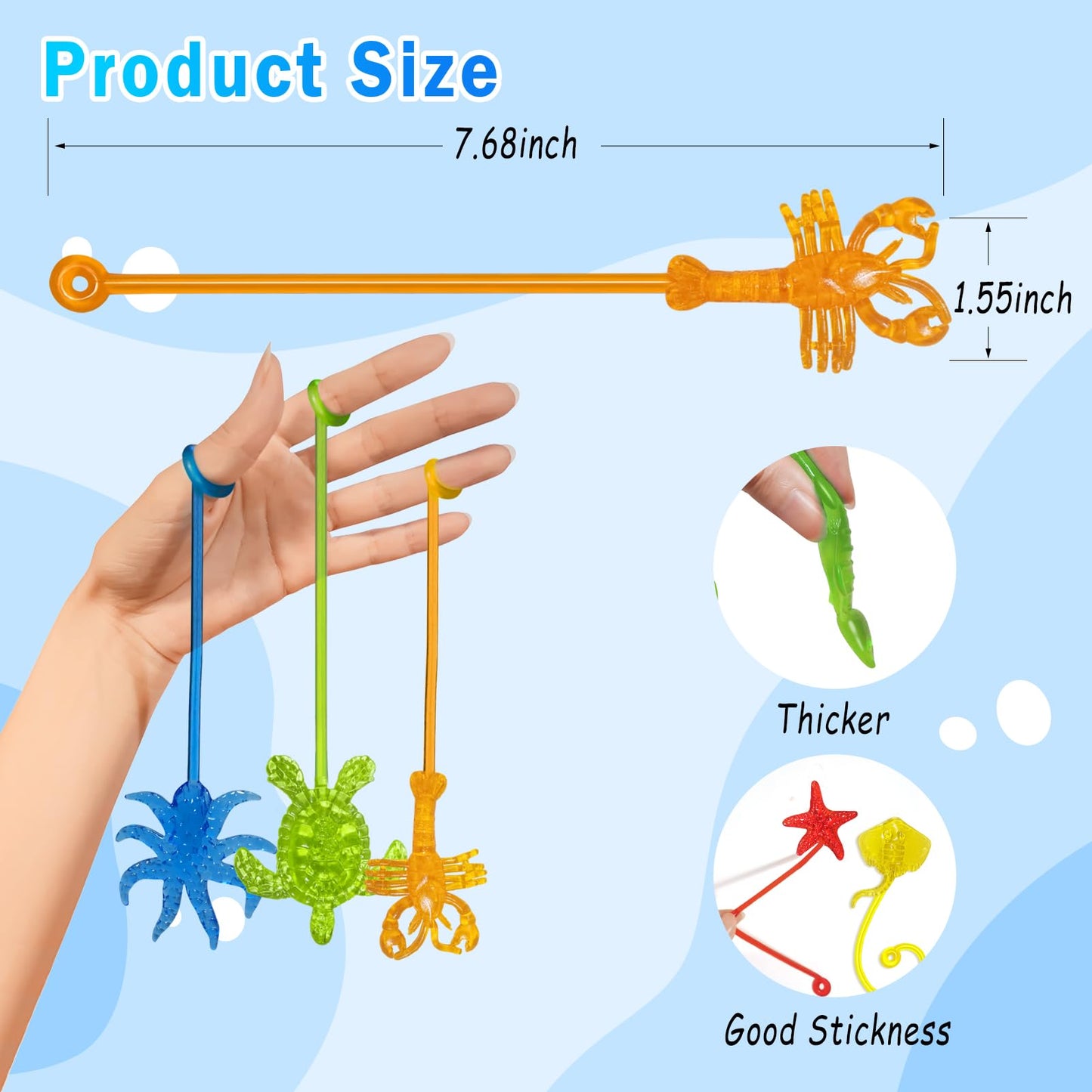 Genuvi Sticky Hands Bulk 42PCS Ocean Animal Fidget Toys – Party Favors & Classroom Prizes