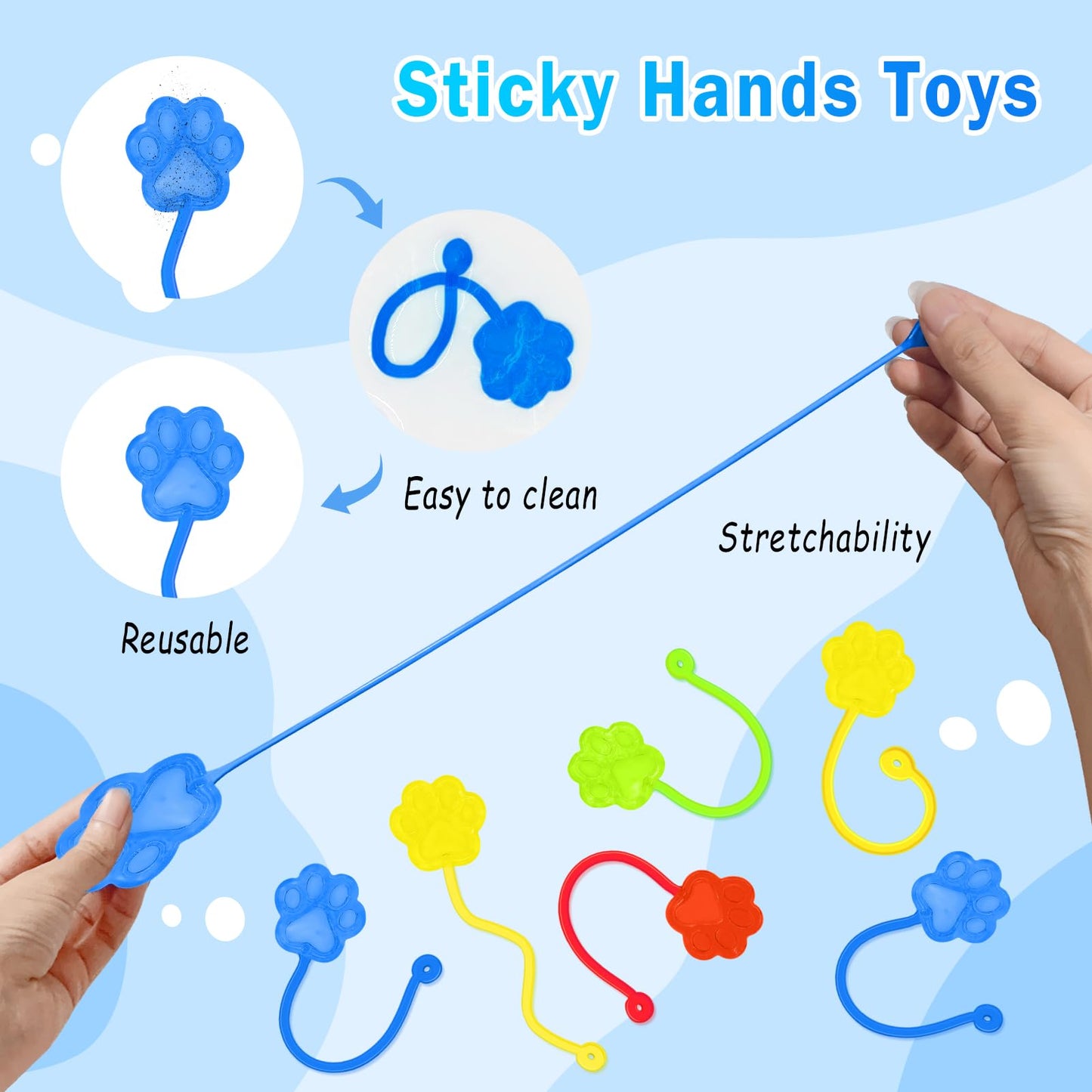 Genuvi Sticky Hands Bulk 36-Pcs Cat Paw Fidget Toys for Party Favors