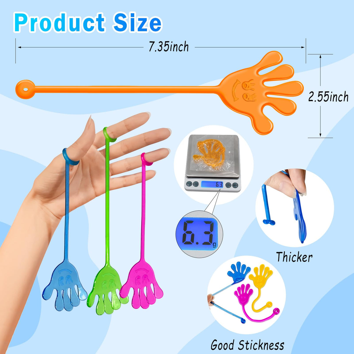 Genuvi Sticky Hands Bulk (48 Pcs) Party Favors & Fidget Toys for Kids Aged 4–12
