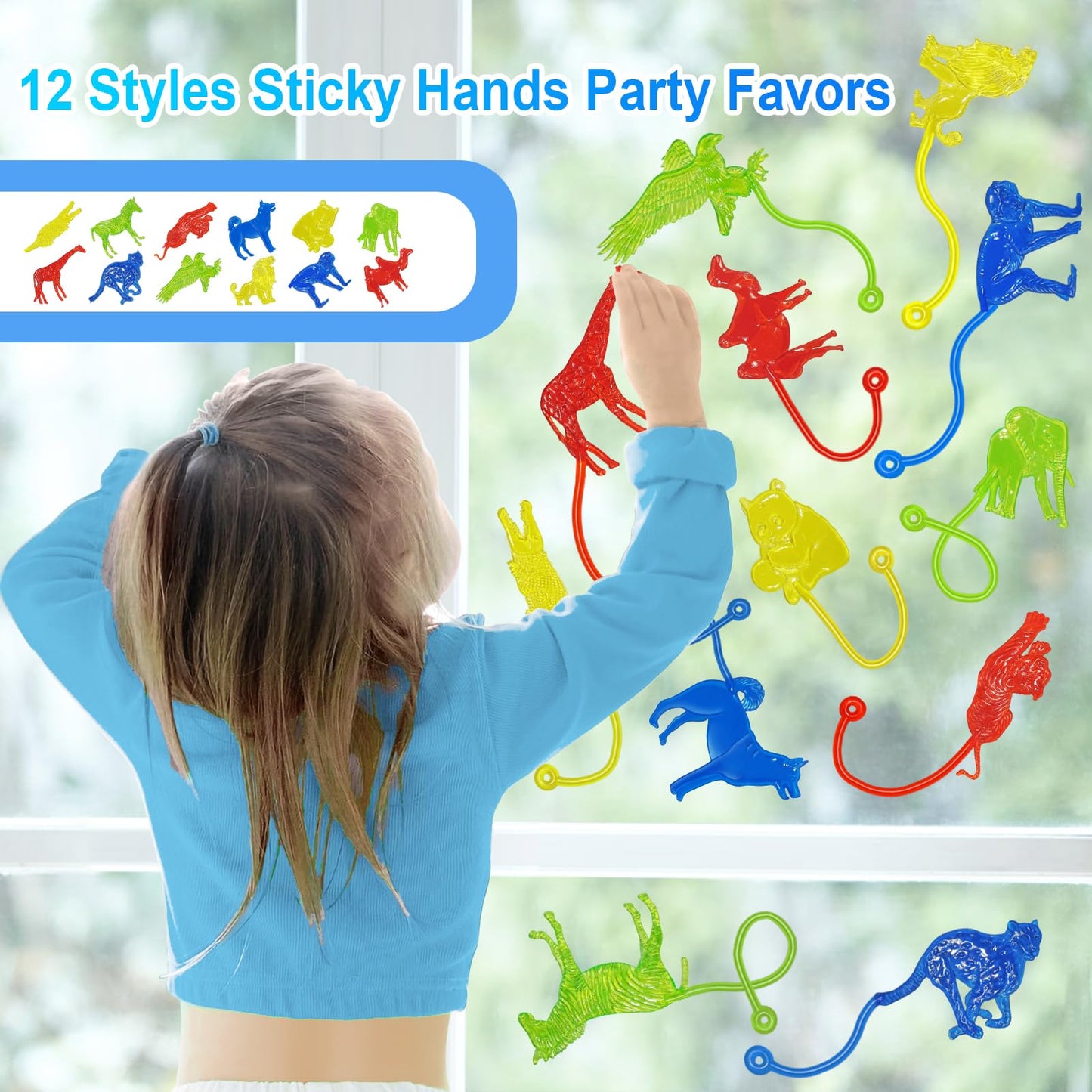 Genuvi Sticky Hands Bulk 36-Pack Forest Animal Fidget Toys for Kids — Party Favors & Classroom Prizes
