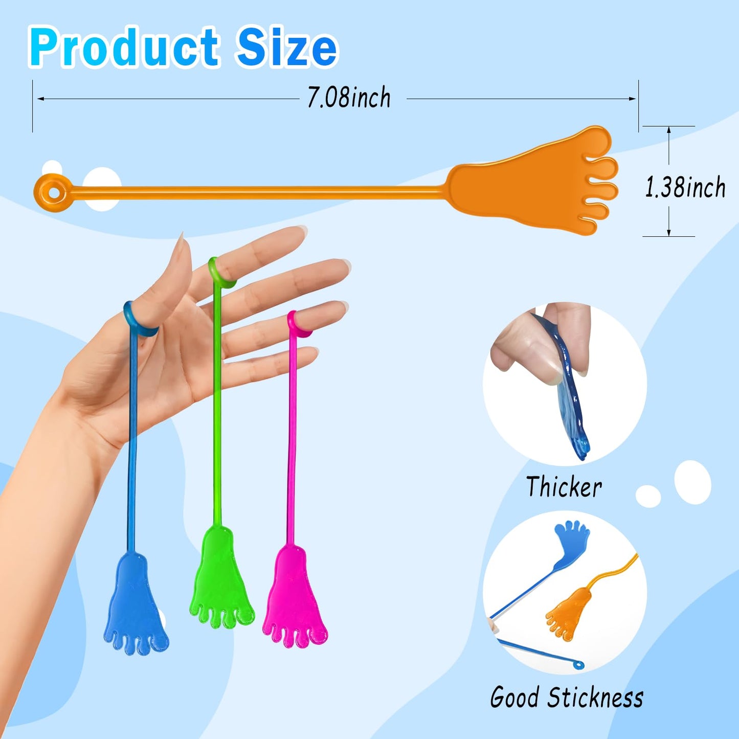 Genuvi Sticky Hands Bulk 48PCS – Foot Shape Fidget Toys for Kids, Party Favors & Classroom Prizes