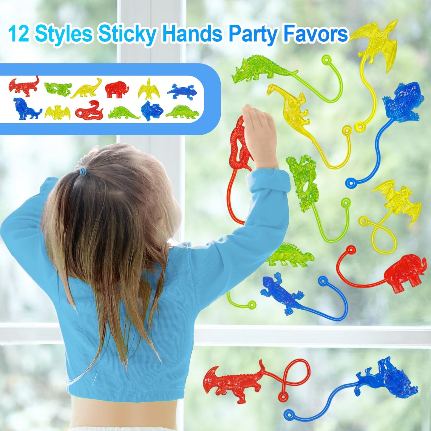 Genuvi Sticky Hands Dinosaur Party Favors — 36 Pack Kids Fidget Toys