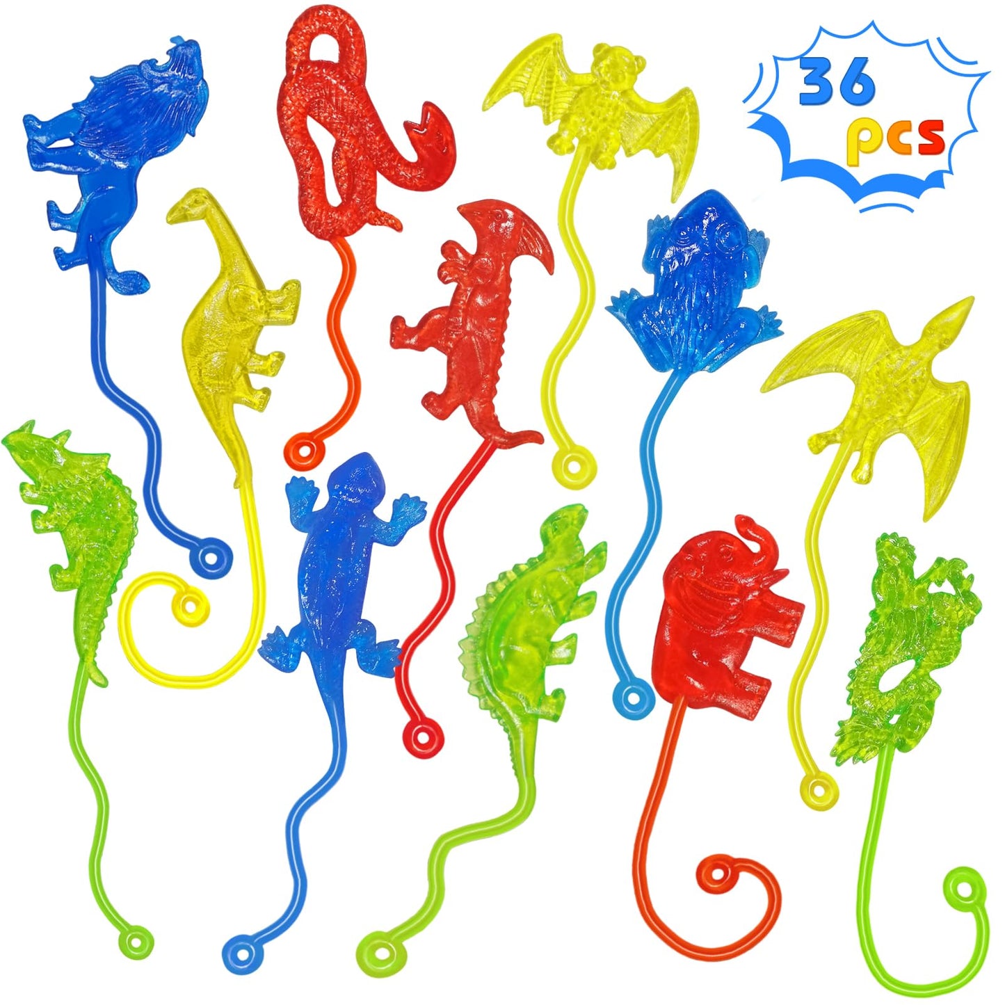 Genuvi Sticky Hands Dinosaur Party Favors — 36 Pack Kids Fidget Toys