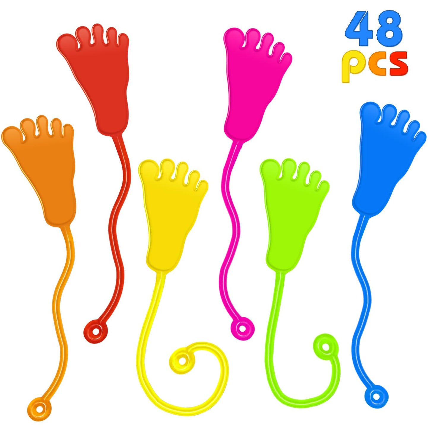 Genuvi Sticky Hands Bulk 48PCS – Foot Shape Fidget Toys for Kids, Party Favors & Classroom Prizes