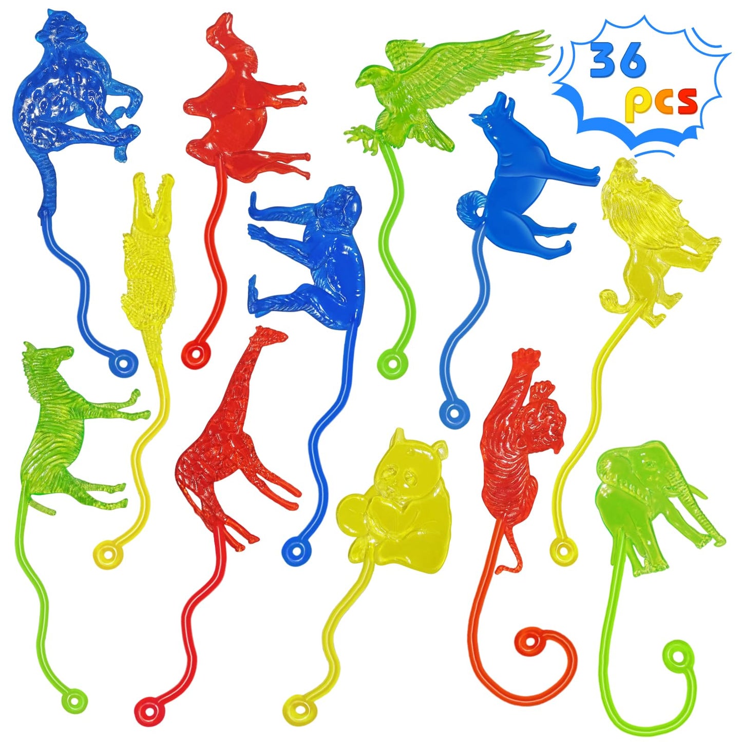 Genuvi Sticky Hands Bulk 36-Pack Forest Animal Fidget Toys for Kids — Party Favors & Classroom Prizes