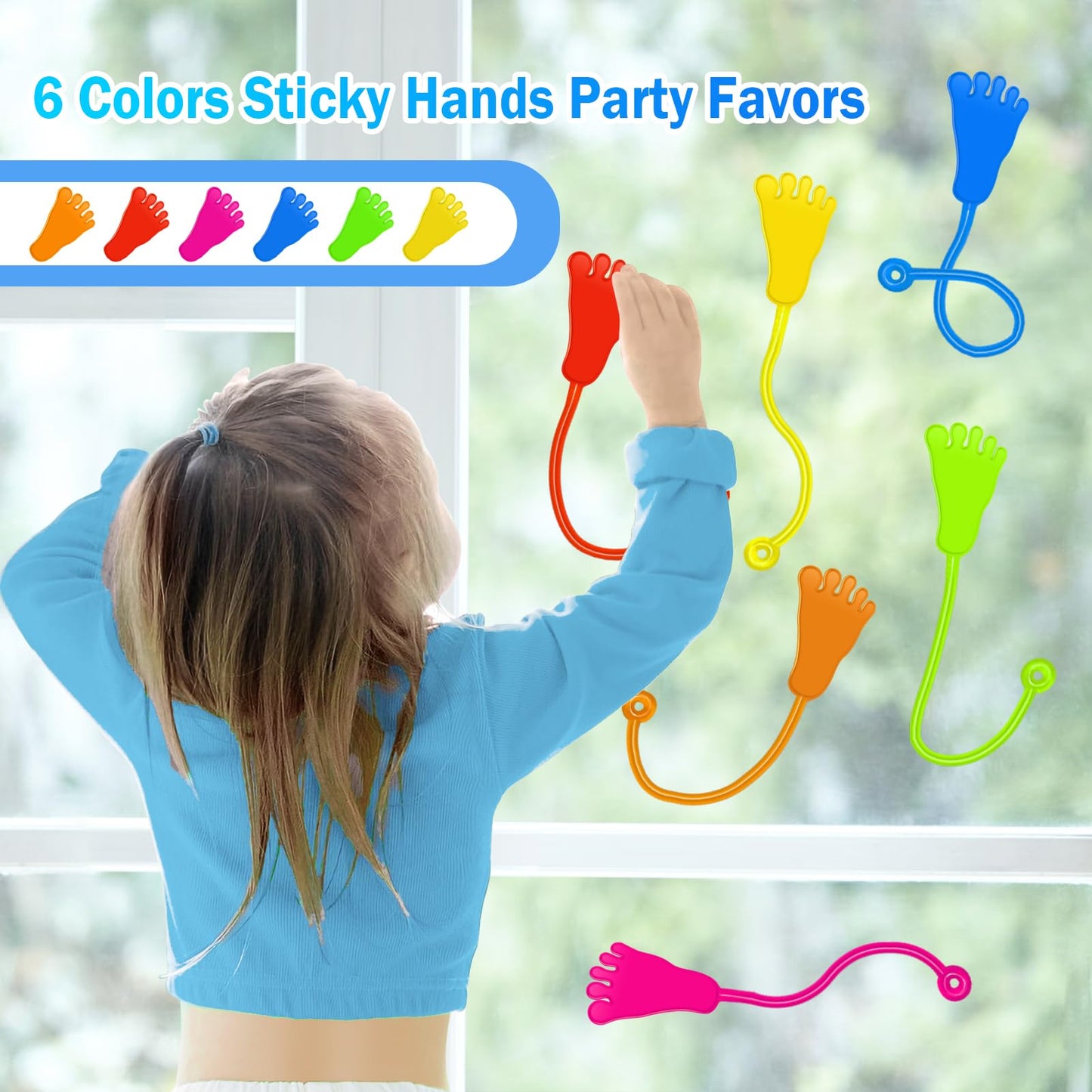 Genuvi Sticky Hands Bulk 48PCS – Foot Shape Fidget Toys for Kids, Party Favors & Classroom Prizes