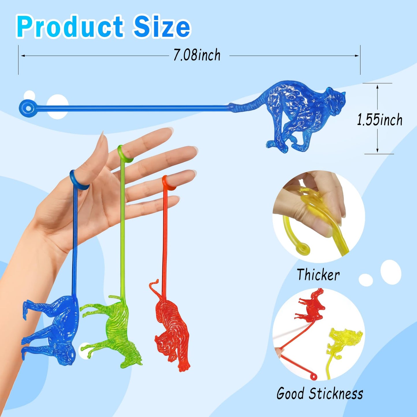 Genuvi Sticky Hands Bulk 36-Pack Forest Animal Fidget Toys for Kids — Party Favors & Classroom Prizes